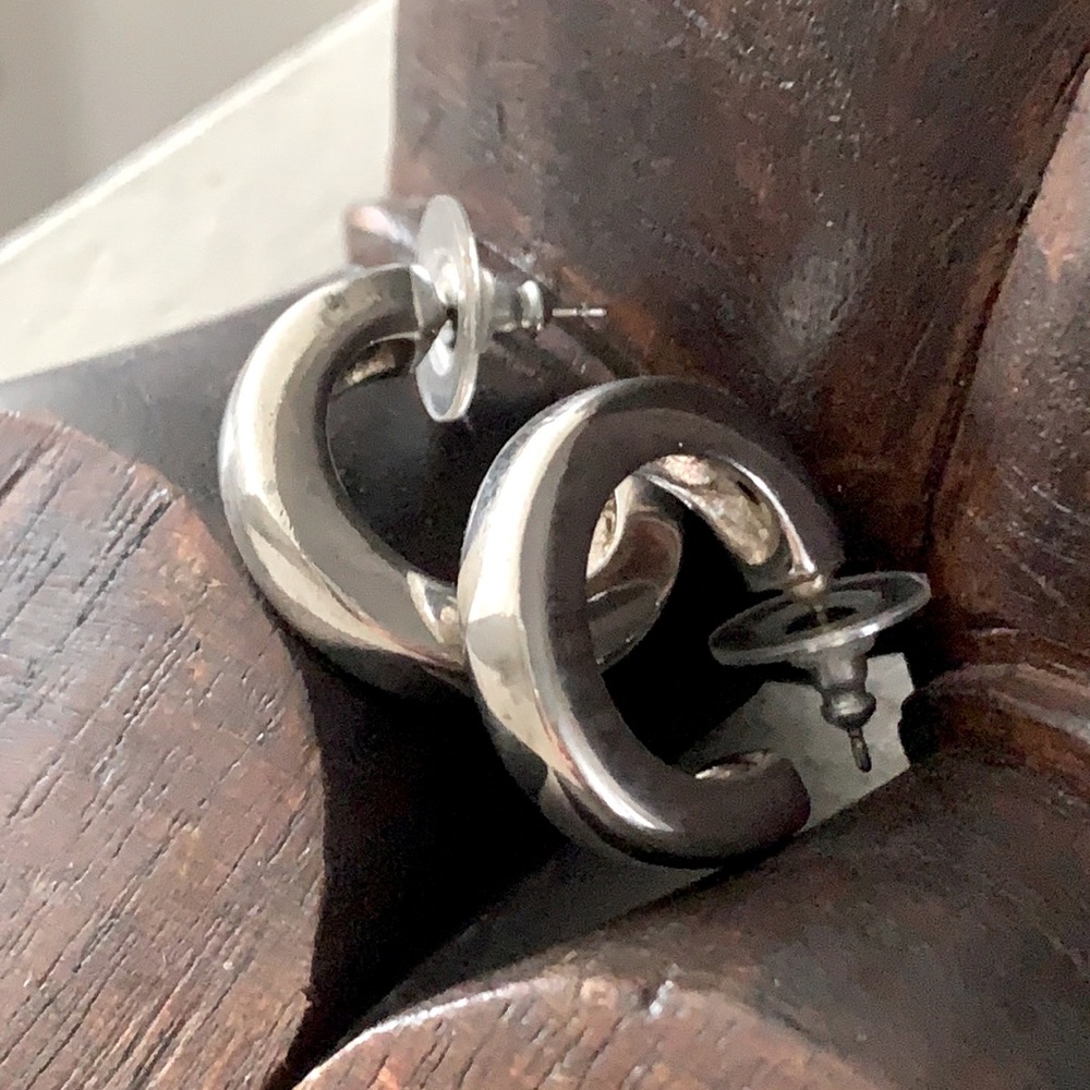 Solid Sterling Silver Hoop Earrings - image 3